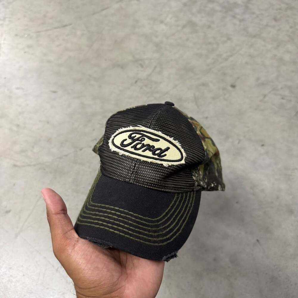 Ford Trucker Hat Size L/XL Camo Mesh Back Baseball Cap